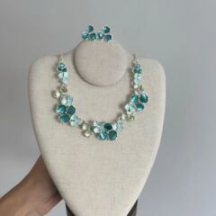 女性用の青い花のオイルドリップネックレス、軽い贅沢な気質、ハイエンドのニッチでユニークな新しい中国風の重工業の中古鎖骨チェーン