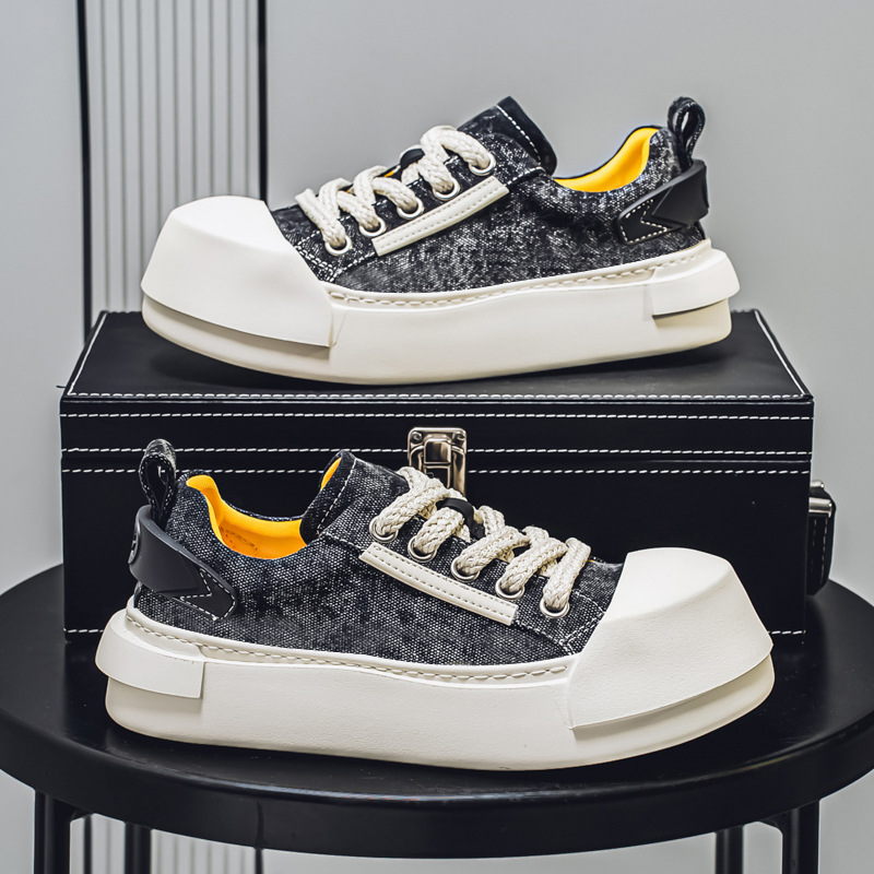 25 nuevos zapatos feos y lindos de mezclilla de moda nacional, zapatos casuales de fondo disueltos, zapatos casuales de moda ligeros y transpirables