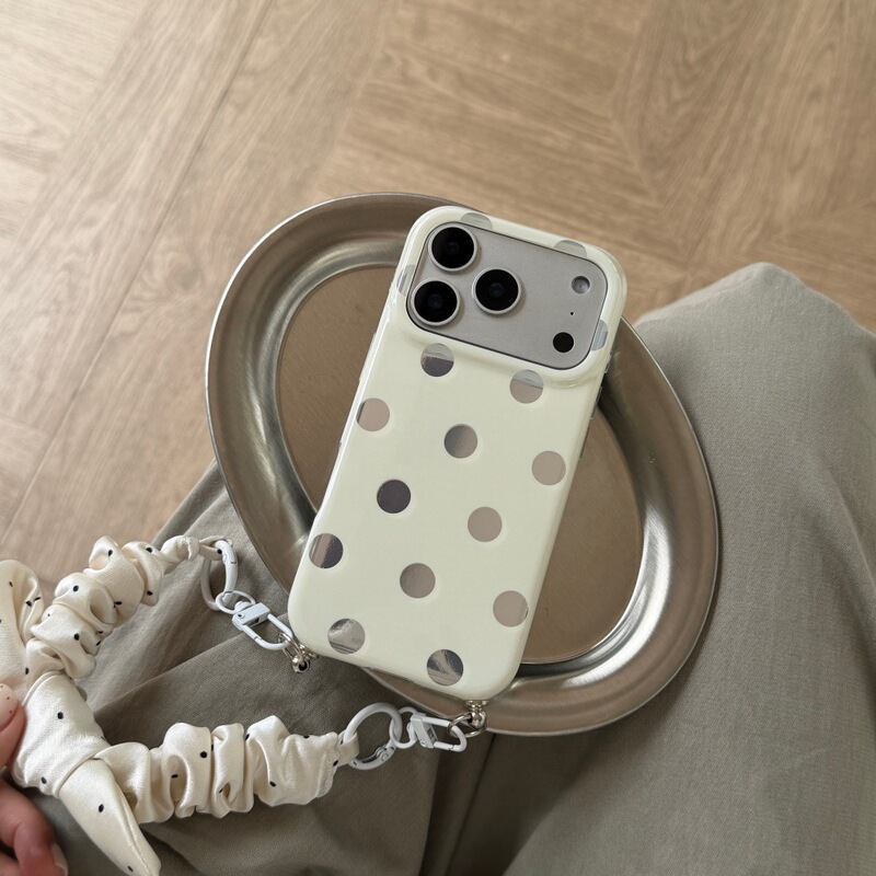 Apple 17/16Promax Mirror Polka Dot Wristband Phone Case Suitable for Iphone15/14Pro Solid Color Full Cover Apple 17/16Promax Mirror Polka Dot Wristband Phone Case Suitable for Iphone15/14Pro Solid Color Full Cover