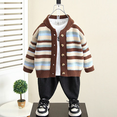 4811男童春裝毛衣2024新款兒童裝春秋款針織開衫外套洋氣男寶寶潮