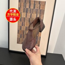 时尚气质包头凉鞋2025夏季厚底平跟复古风软底女鞋中空凉鞋