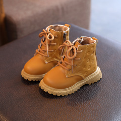 2021 Winter Kids Fleece Martin Boots Children's Warm Fleece Boots Baby Cotton Shoes Boys and Girls Fashion Warm Snow Boots