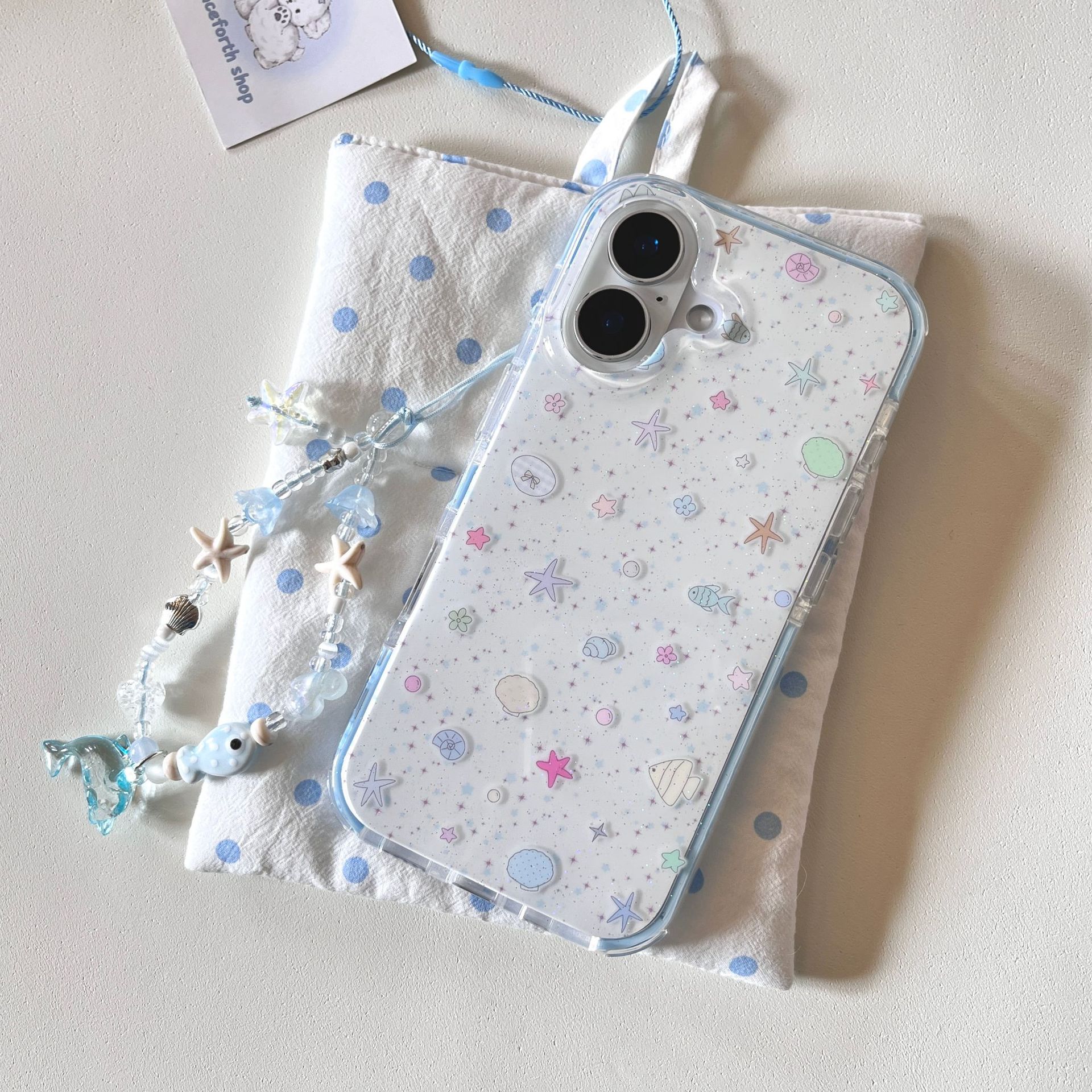 Verano pequeño y fresco animal marino adecuado para Apple 15/16 funda para teléfono móvil 14Pro azul 16PM femenino 13 nuevo 15