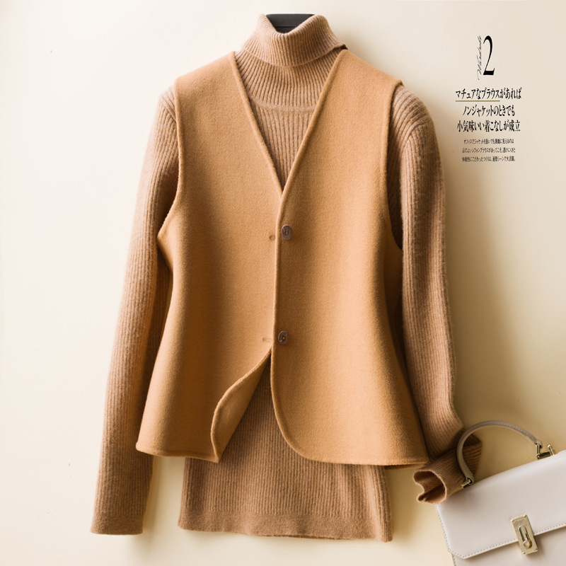 Double-sided Wool Vest Women's 2023 New Autumn and Winter Wool Double-sided Nimi Vest Short Sleeveless Waistcoat