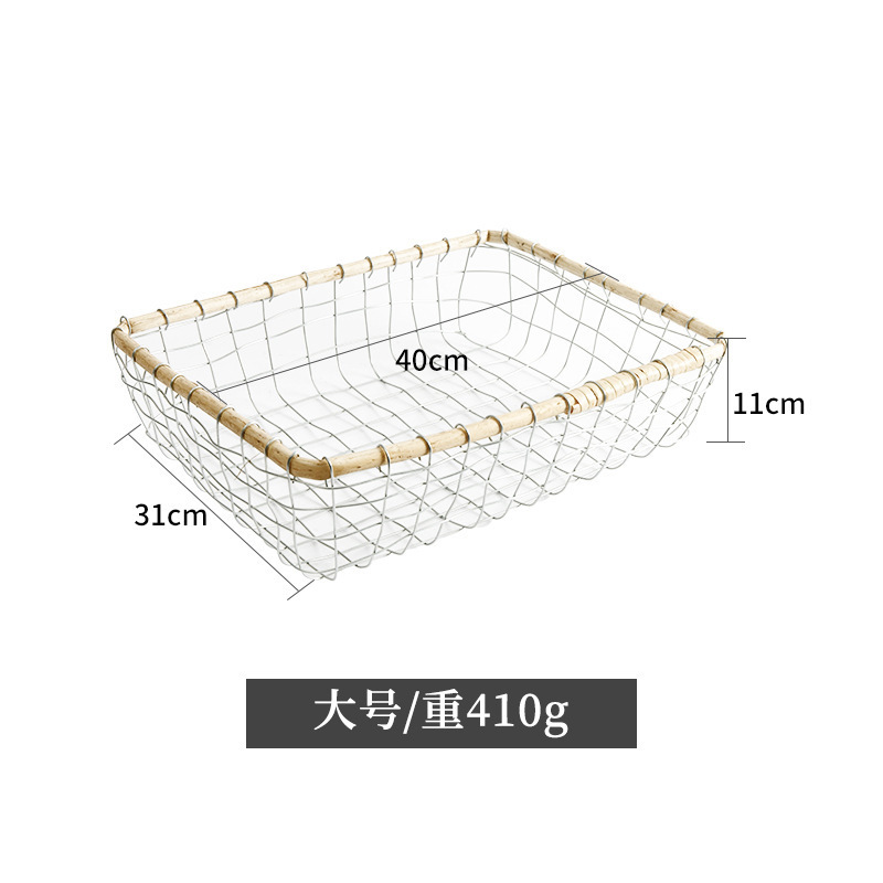 ins铁丝铁艺编织收纳篮零食杂物收纳筐水果面包储物篮手工手提篮|undefined