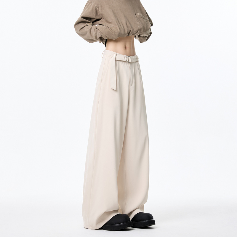 Men's Trendy High-End Casual Wide-Leg Trousers with a Draping Effect, Loose-Fitting Floor-Length Straight Pants