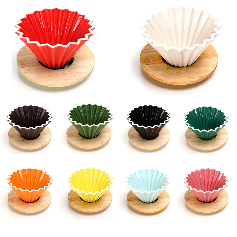 Ceramic Origami Filter Cup Dopamine Hand-Brewed Coffee Filter Cup V60 Funnel Drip Cake Cup Resin Cup Holder Cross-Border