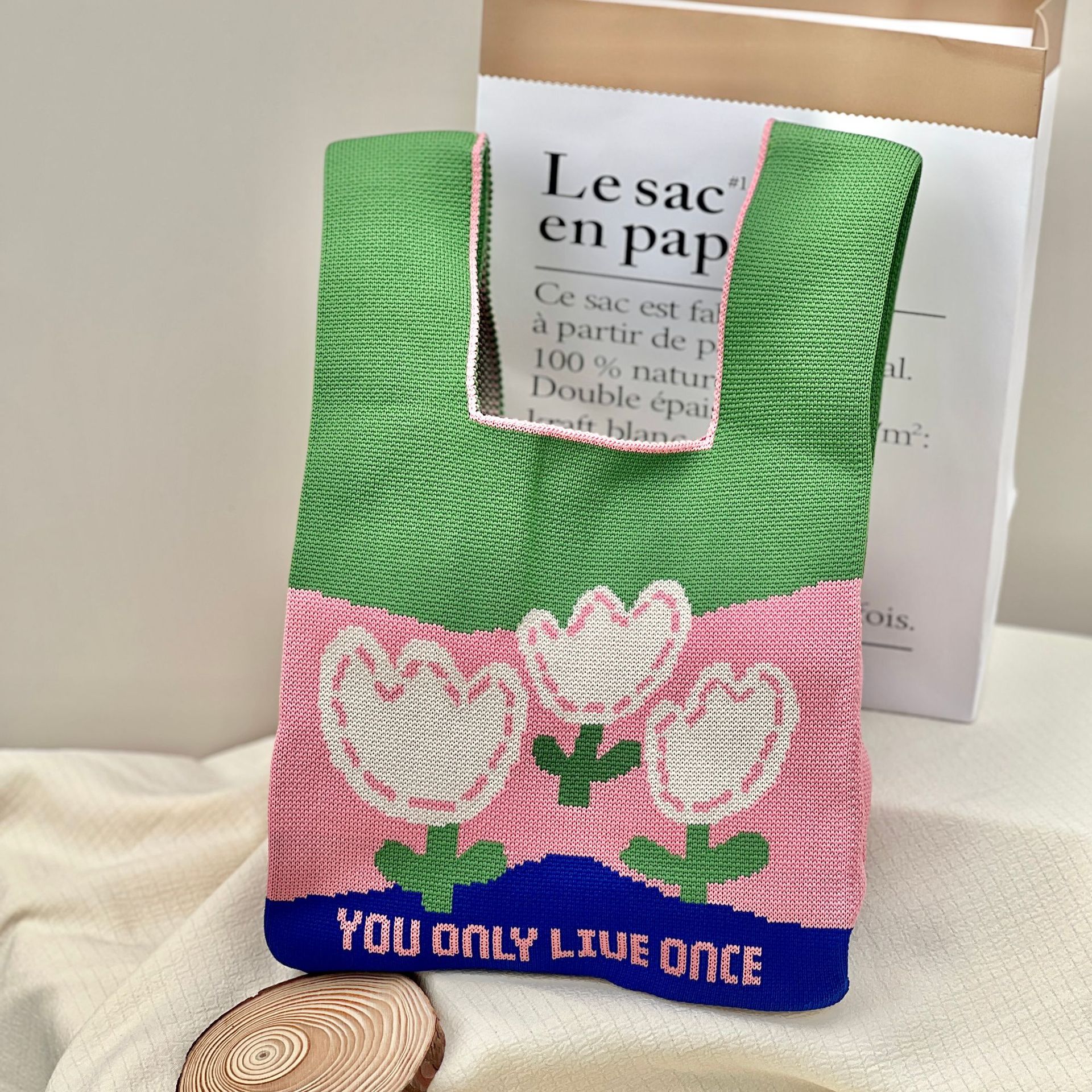 Bolso de mano tejido para embalaje de regalos, bolso tejido con múltiples patrones, estilo ins, bolso tejido para mujer, mini versátil.