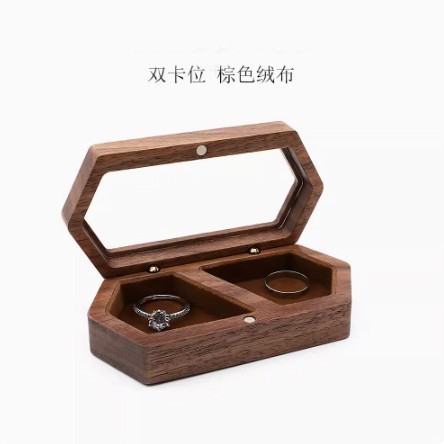 木製リングボックス木製ジュエリーボックス胡桃木ドリルリング収納ボックス結婚リングボックスケヤキリングボックスカスタム|undefined