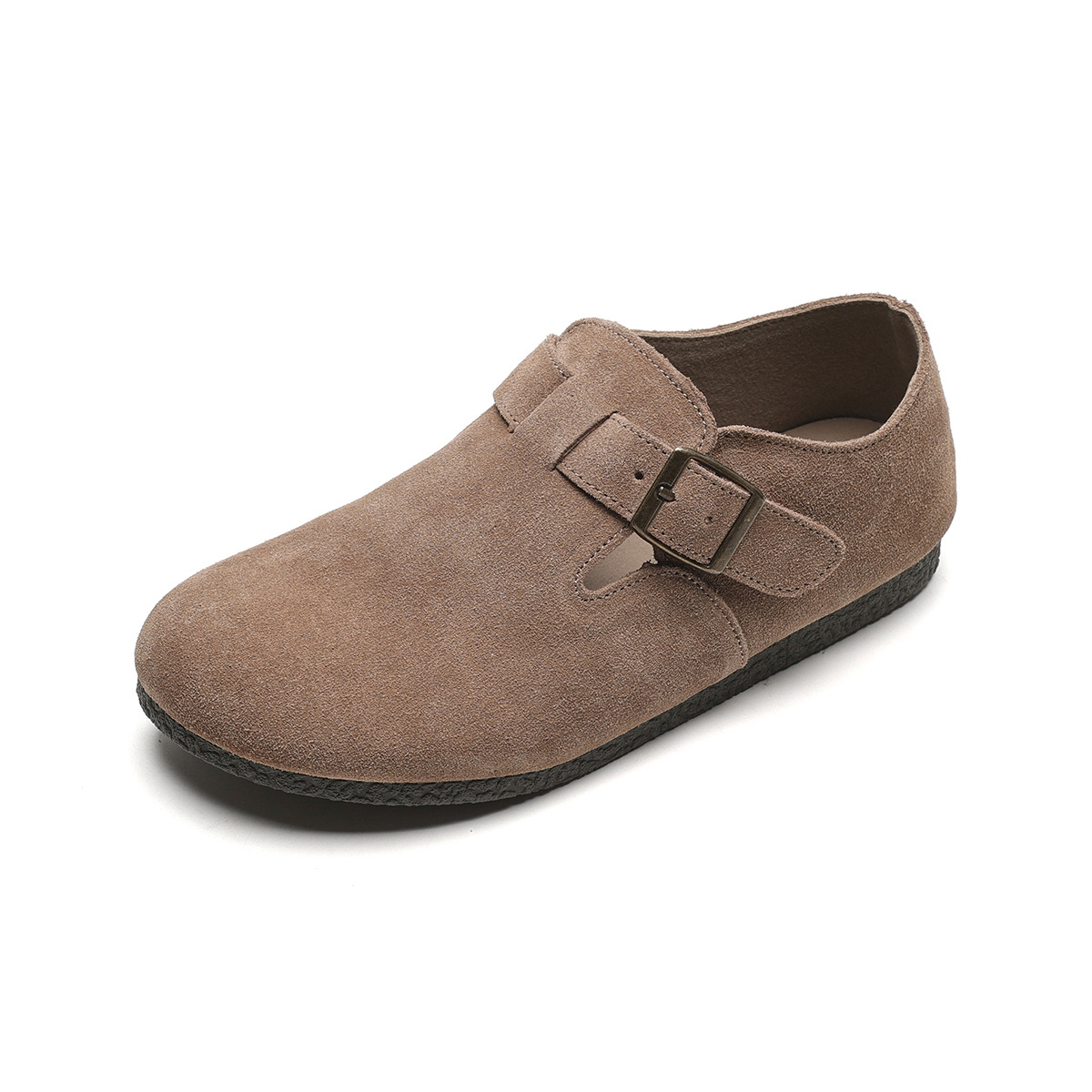 Versión de cuero de vaca ~ Bocken zapatos para mujeres 2025 nuevo aumento de altura un pedale de suela gruesa para usar zapatos de primavera y otoño medio calentamiento zapatillas