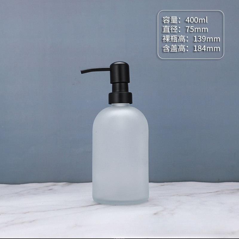 Dispensador de jabón líquido de vidrio negro mate, frasco recargable para baño o cocina