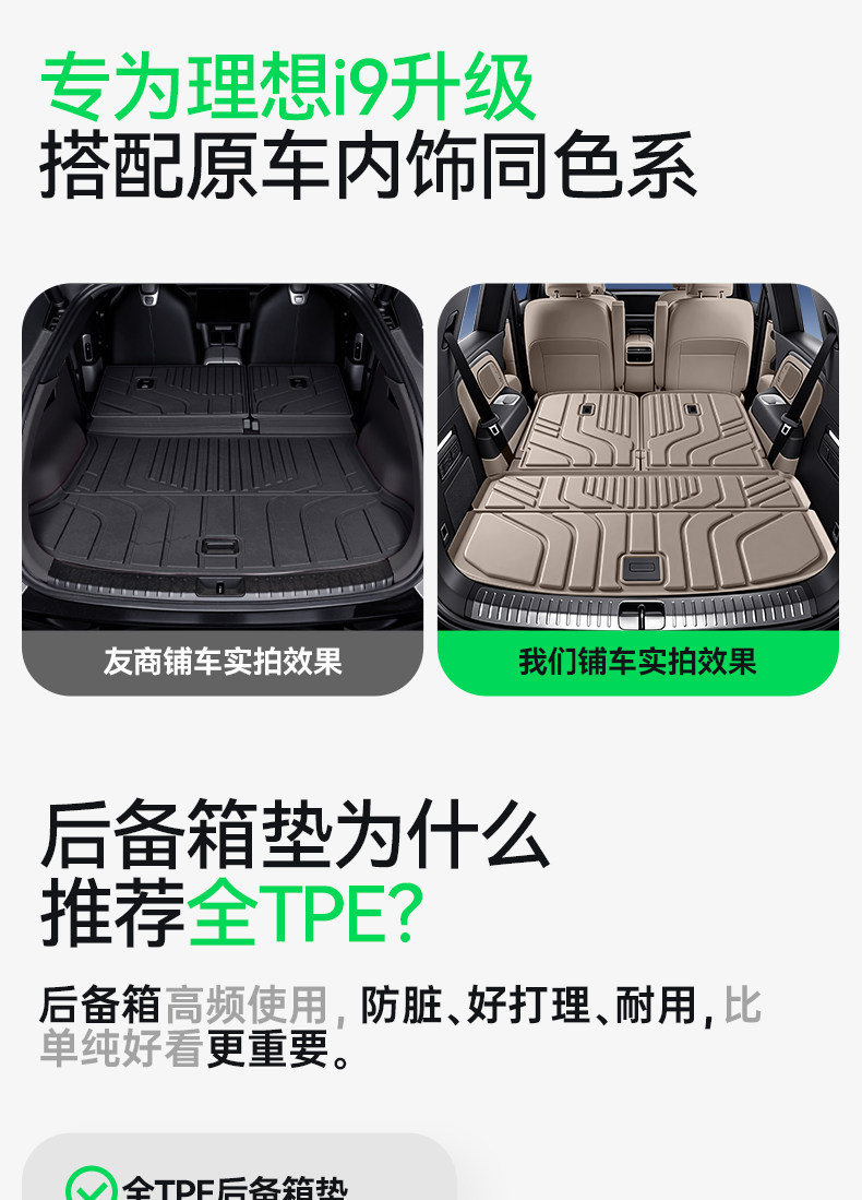Suitable for the Li Auto i9, this TPE trunk mat is a 2026 new model, and it's a comprehensive collection of interior modification and decorative accessories, including floor mats