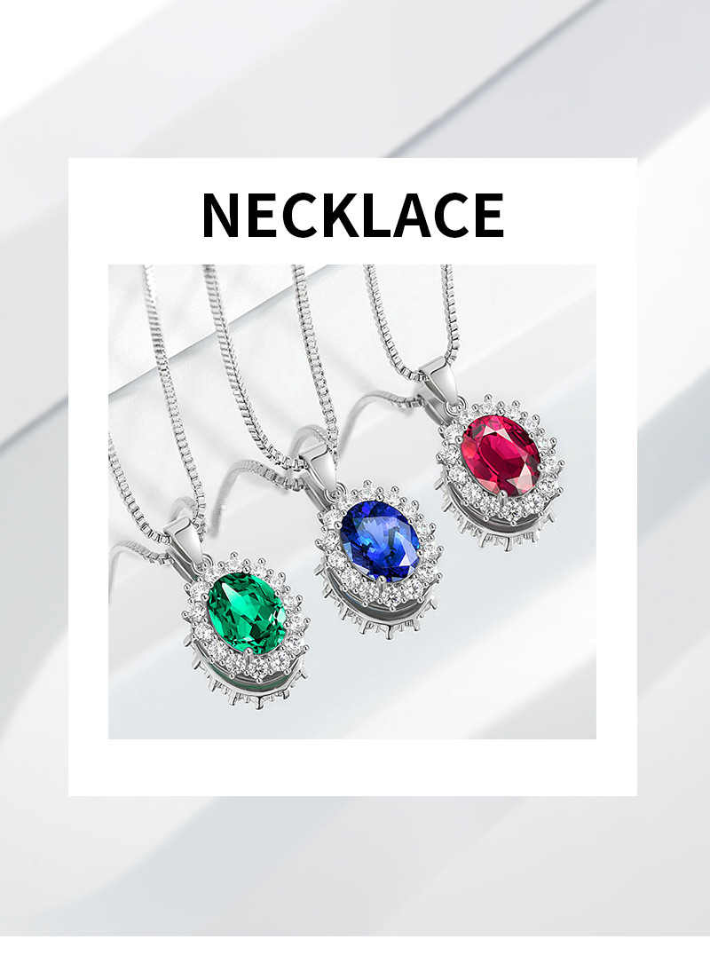 Multicolor Pendant, Colorful Treasure Necklace, High Grade Princess Round Blue Sunflower Necklace_voghion.com