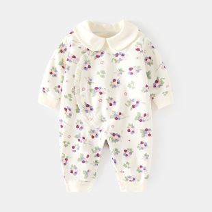 Baby's Spring and Autumn Casa Baby's Boneless Long-Sleeved Home Pure Cotton Climbing Clothing Baby's Children's Printed Door-to-Door Hatshirt
