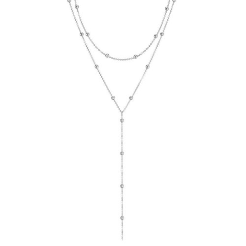 European and American cross-border fashion simple geometric tassel ball bead clavicle necklace multi-layer temperament necklace creative long necklace