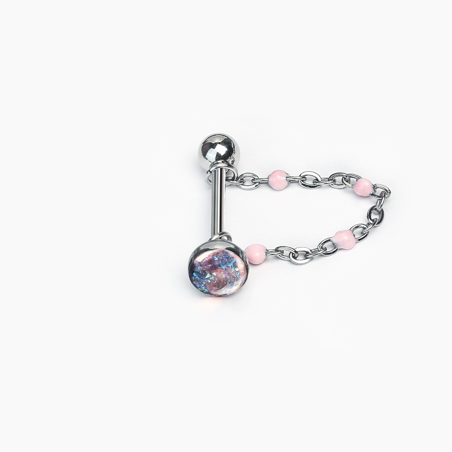 Green Diamond-Studded Chain Tongue Ring, Removable Sparkling Barbell, Hot Girl Style Sweet and Cool Piercing Jewelry, Wholesale detail image 7