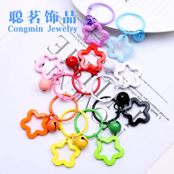 Colorful Five-pointed Star Acrylic Keychain Pendant Dopamine Headphone Set Pendant Small Fresh Couple Bag Decoration