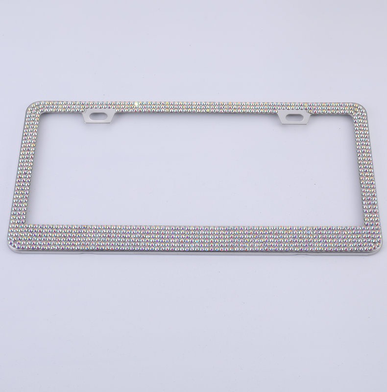 Diamond-encrusted Stainless Steel Square Hole License Plate Frame US Gauge Rhinestone License Plate Frame Crystal License Plate Frame Canada North America License Plate Frame