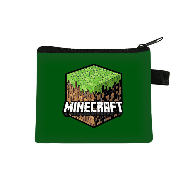 Minecraft Children's Coin Purse, Elementary School Student Cartoon Polyester Canvas Storage Bag, Trendy Fashion Earphone Bag, Portable