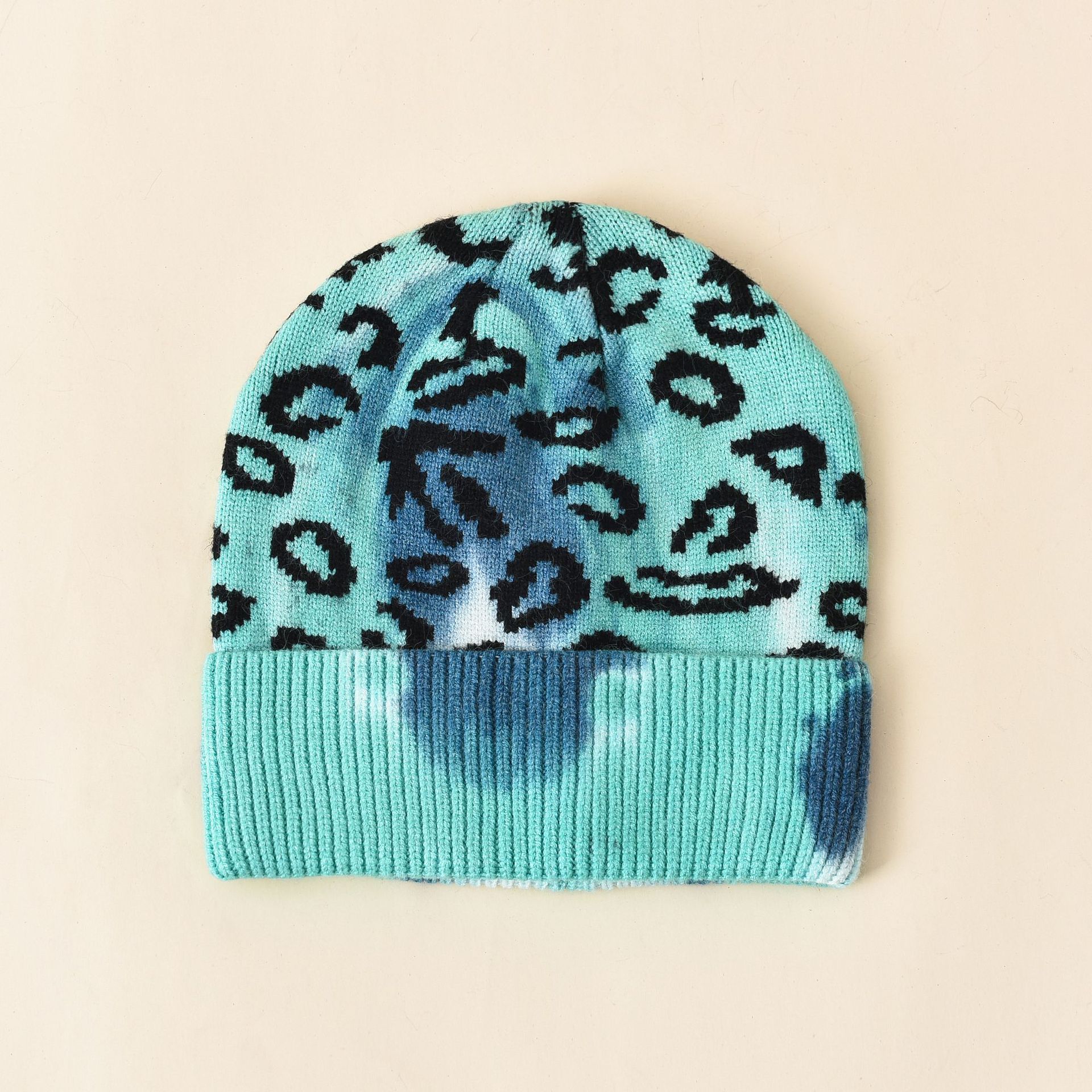 Comercio exterior de Europa y América transfronteriza de leopardo tie-dye sombrero de punto de las mujeres de otoño e invierno sombrero de lana de leopardo sombrero de Jersey cálido