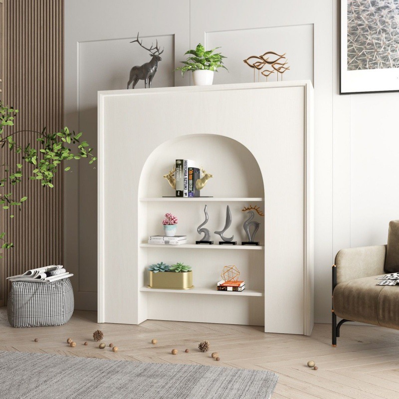 fireplace decorate solid wood French White Box Homestay Stove Simplicity a living room Shelf solid wood Display cabinet Independent