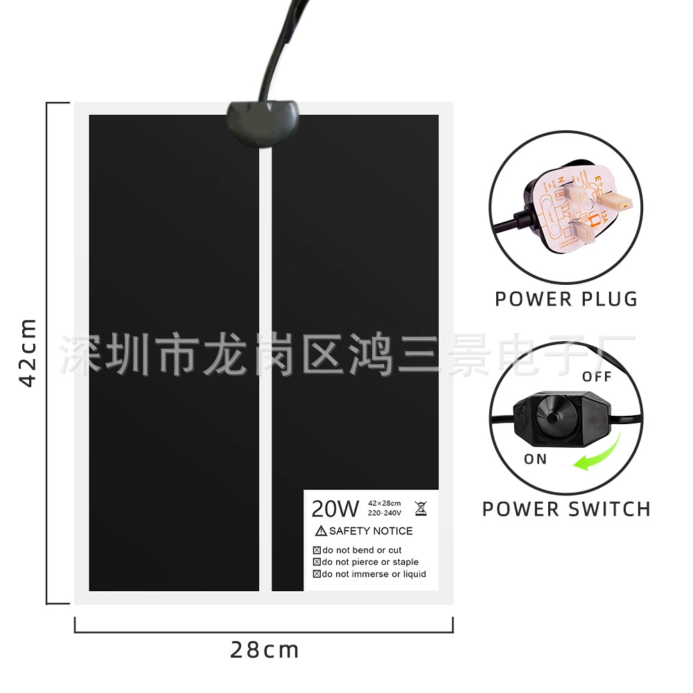 Британский стандарт 20 Вт 220 В в наличии гусеничный ПЭТ грелка коврик для домашних животных коврик 42*28 см с переключателем контроля температуры