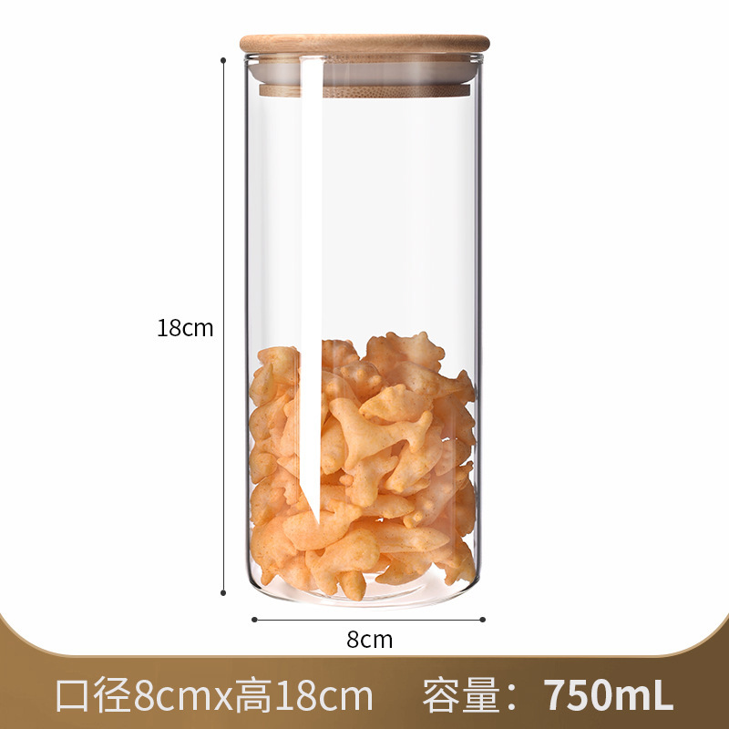 厂家直供玻璃密封罐厨房收纳罐茶叶罐木盖高硼硅玻璃罐密封储物罐|undefined