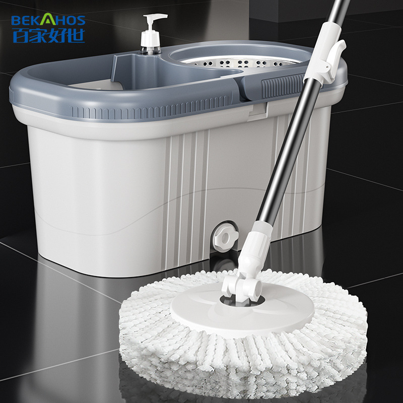 Small Square Bucket Automatic Mop Bucket Rotating Mop for Home Use Hands-Free Lazy Mop with Bucket for Wringing and Dehydration