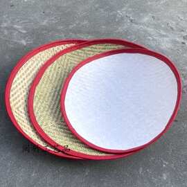 竹编软簸箕包布软无孔弧茶叶圆簸箕竹篮竹筐晾晒家用茶叶软篮子