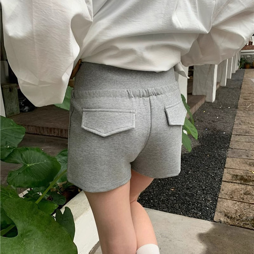 Grey Athletic Shorts for Women - 2025 High-Waisted Drawstring Fitted Design Sensory Casual Hot Pants