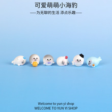 苔藓微景观摆件可爱萌萌海豹海洋动物鱼缸水族馆卡通植物盆景装饰