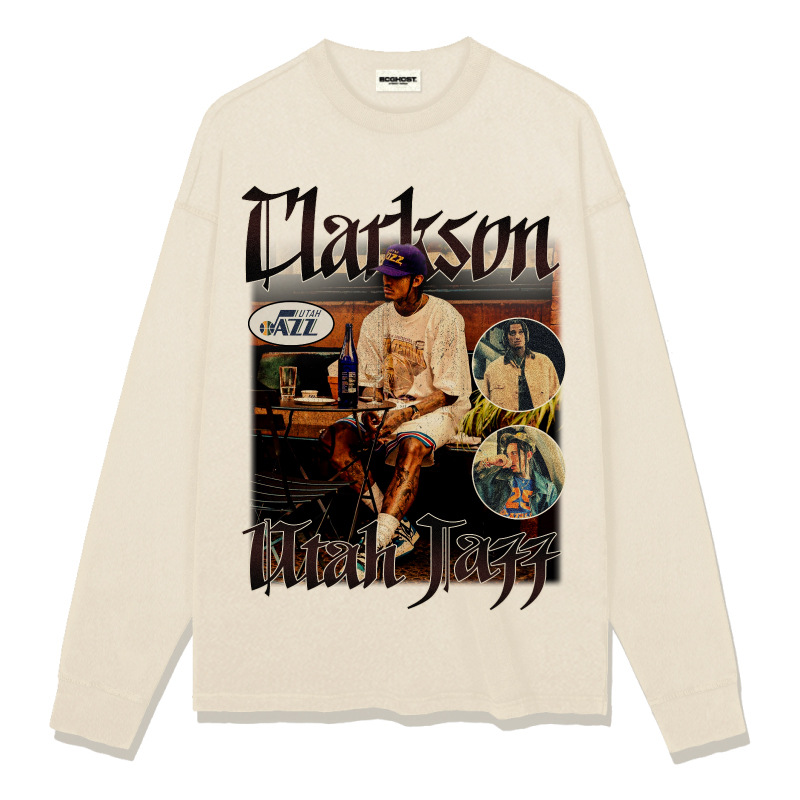 Transfronterizo Clarkson Clarkson camiseta de estrella retro estadounidense de manga corta con estampado