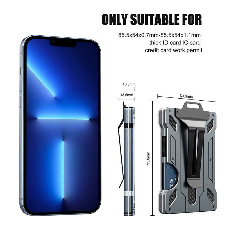 Amazon nuevo titular de la tarjeta de aleación de aluminio transparente insignia RFID metal billetera titular de la tarjeta de trabajo con la posición de la insignia