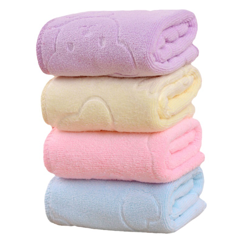 Factory wholesale microfiber embossed 25*25 small square towel absorbent soft thick gift towel can add logo