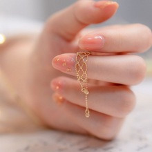 米珠编织网纹蕾丝链条可调仙女戒指