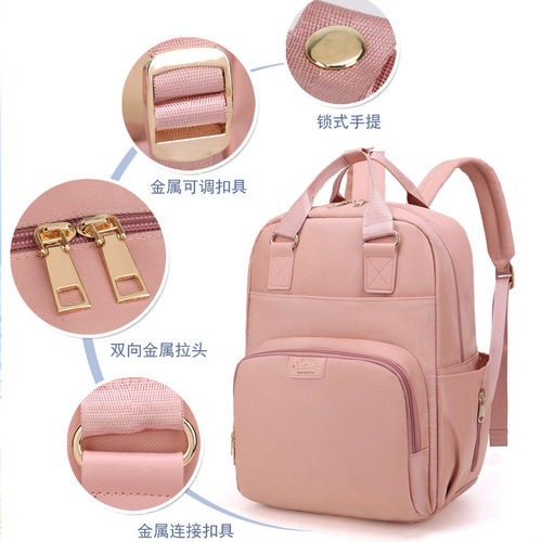 Mommy Bag Cross-border Wholesale Simple and Fashionable Large Capacity Double Shoulder Bag for Moms Outing Maternity Dry Wet Separation Baby Bag