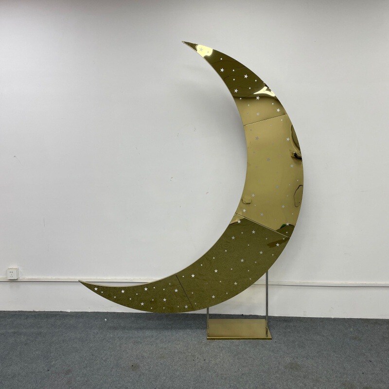 Golden Wedding Background Stand Stainless Steel Moon Background Decoration Props Outdoor Wedding Decoration Ornaments Moon Arch