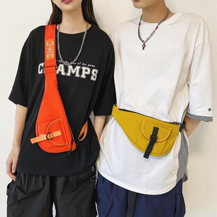 Wholesale Korean Style Casual Crossbody Small Bag 2025 New Simple Chest Bag Nylon Cloth Shoulder Bag Couple Backpack