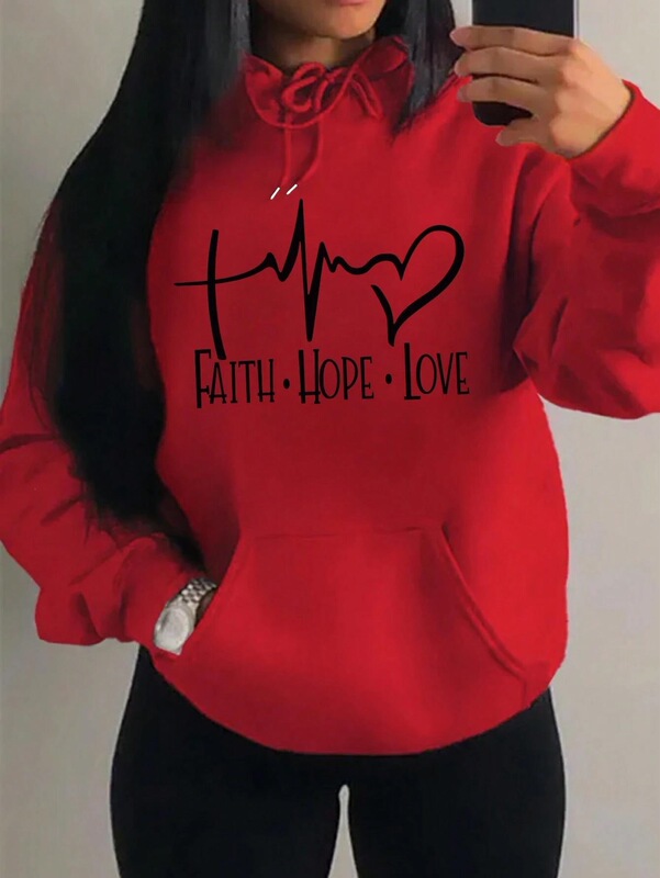 Faith Hope Love Letter Graphic Women's Hoodie Street Casual Loose Sweatshirt Autumn Wool Hooded Hip Hop Faith Hope Love Letter Graphic Women's Hoodie Street Casual Loose Sweatshirt Autumn Wool Hooded Hip Hop