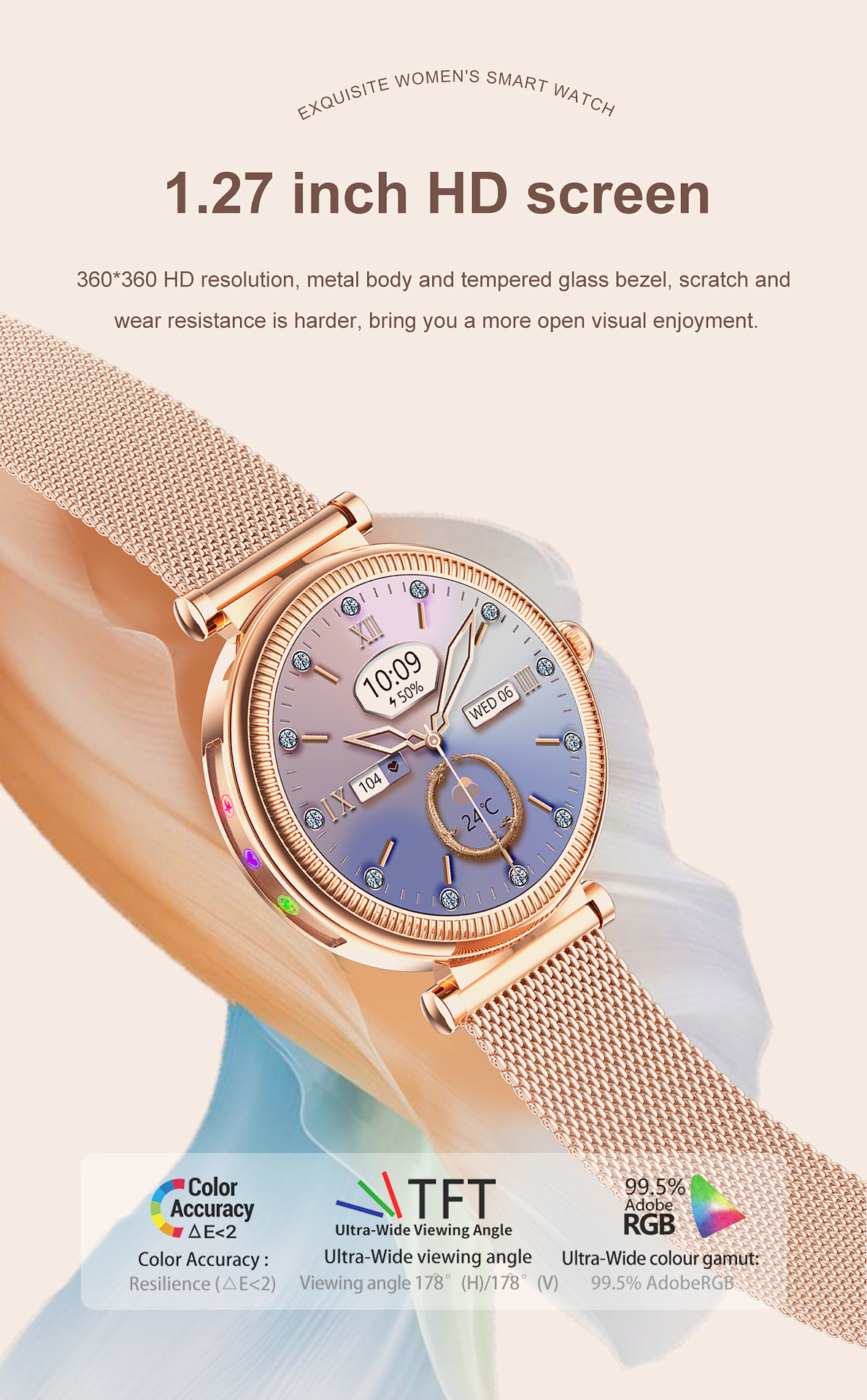 Smartwatch For Women With Colourful Light Pedometer And Round Screen_voghion.com
