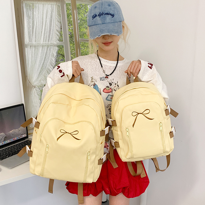 韓国ランドセル女子大生高校生おしゃれカジュアルリボンリュック中学生大容量リュックトレンド|undefined