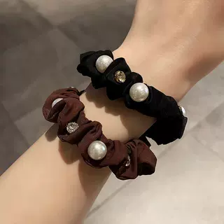 新款精致高端水钻珍珠大肠发圈高级感百搭绑发丸子头头绳女发饰品