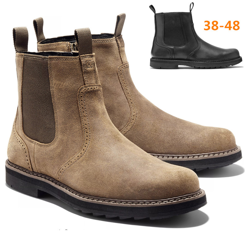 Nansheng Shoes 6075 Wear-Resistant High-Top Men's Boots Casual Black Chelsea Boots Suede Leather Nansheng Shoes 6075 Wear-Resistant High-Top Men's Boots Casual Black Chelsea Boots Suede Leather