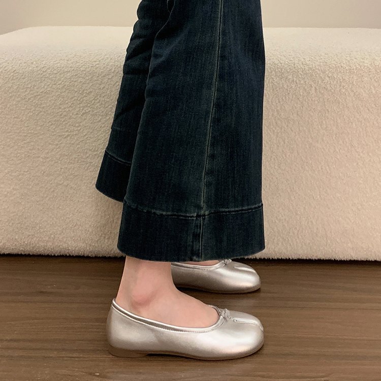 Damen Freizeitschuhe Flach Hufeisen Split-toe Bootsschuh Rot_voghion.com