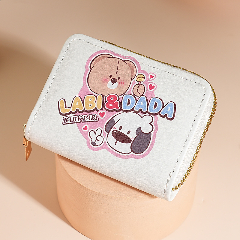 Nuevo lindo viento bolsa de tarjetas de cremallera bolsa de tarjetas para mujeres cartón de dibujos animados tarjeta bancaria bolsa de cambio de tarjeta de crédito