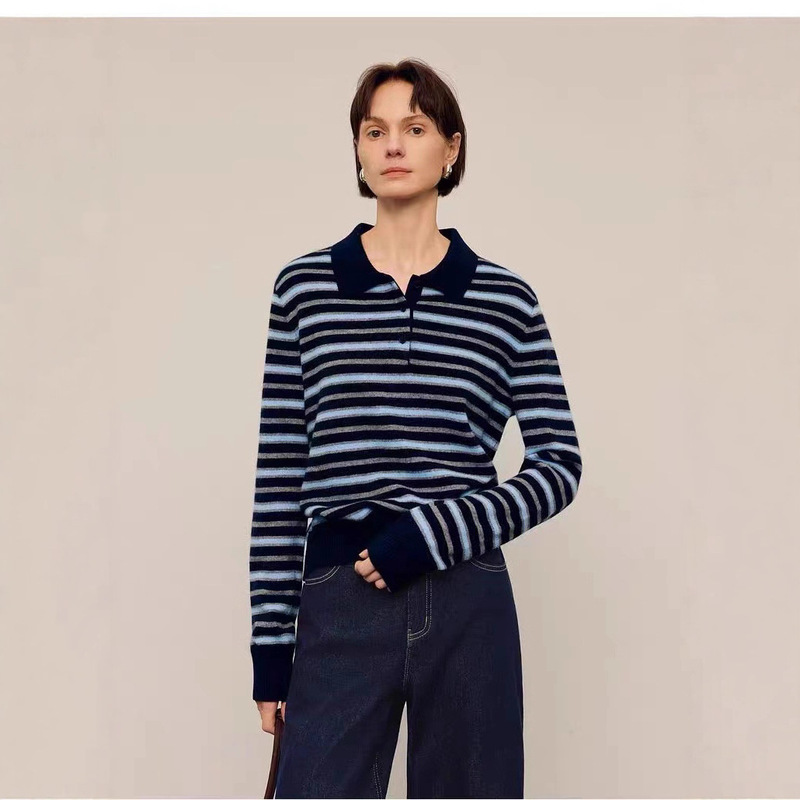 M** Lemon Women's 2025 Winter Clothing Popular Retro Wool Knitwear Pullover Polo Collar Knitwear 5H1930491