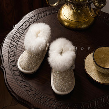 兔毛小童雪地靴加绒加厚冬季2025新款女童保暖棉靴宝宝东北棉鞋