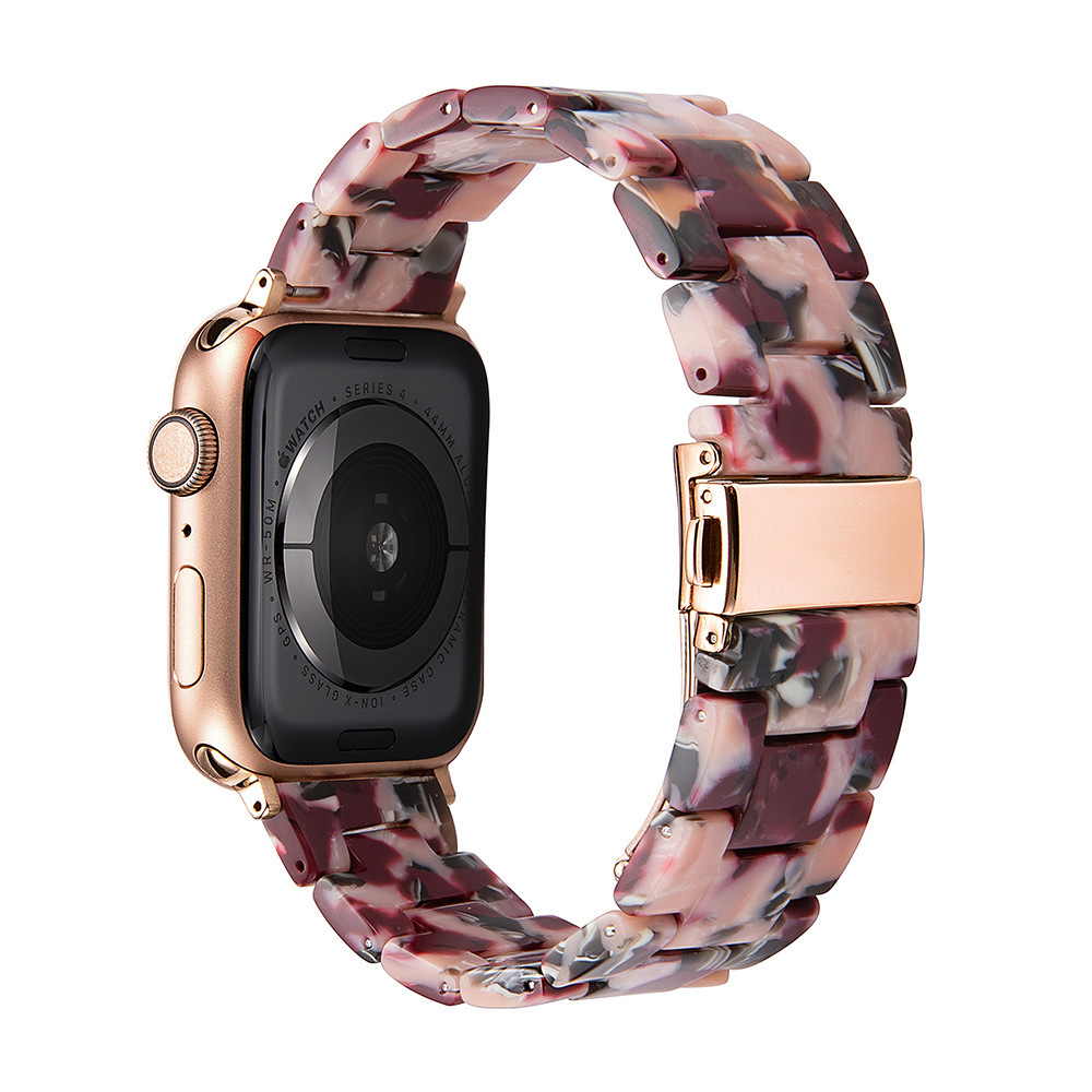 Adecuado para Apple S8 correa de reloj Applewatch7-1 generación hebilla de acero inoxidable tres cuentas resina iwatch se correa de reloj