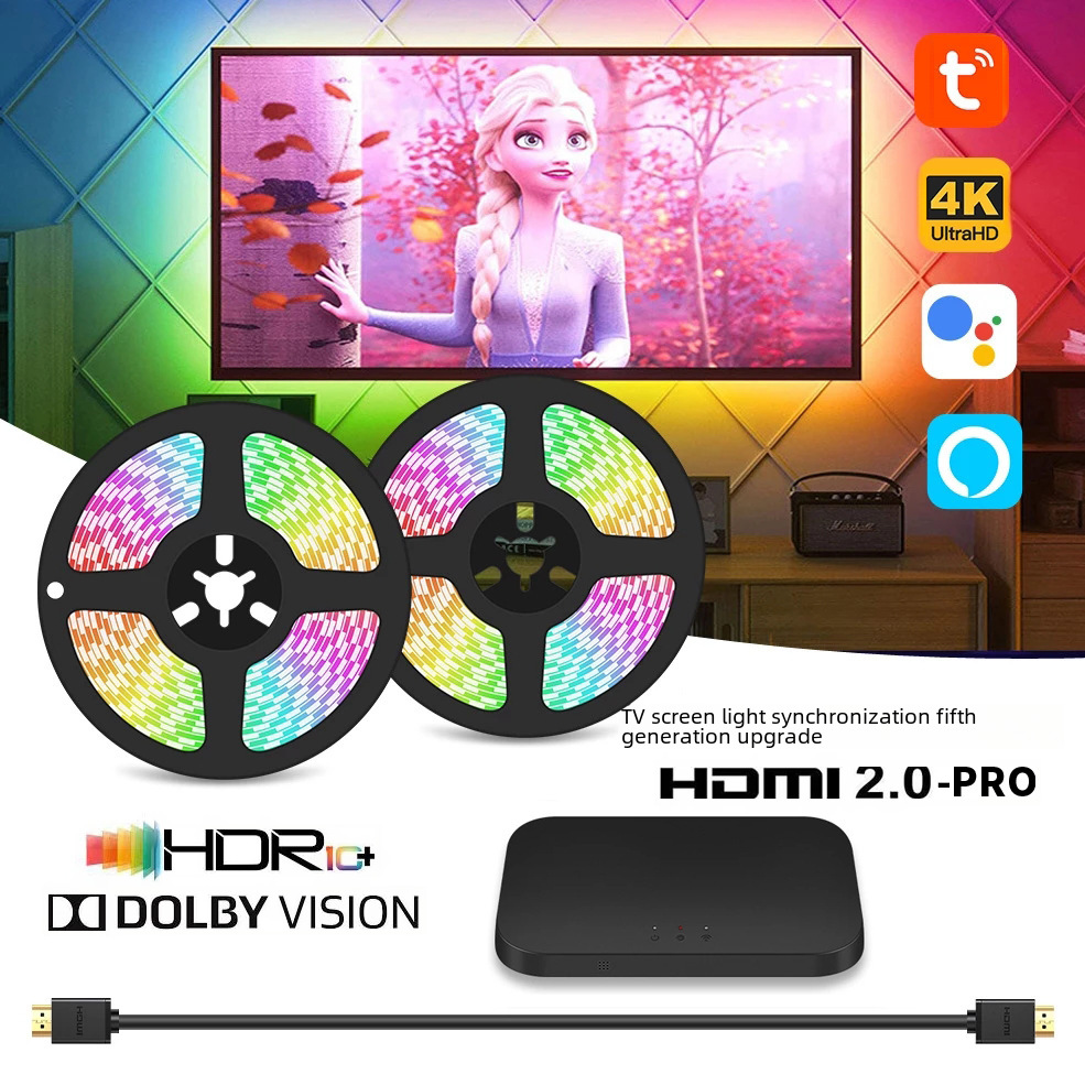화면 동기식 빛 낙서와 화면 분위기 조명 링크 HDMI TV 구글 음성 지능형 분위기 빛