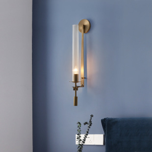 All-Copper Post-Modern Light Luxury House Wall Lamp Living Room Study Bedroom Lamp Hotel Sample Room Pure Copper Decorative Wall Lamp